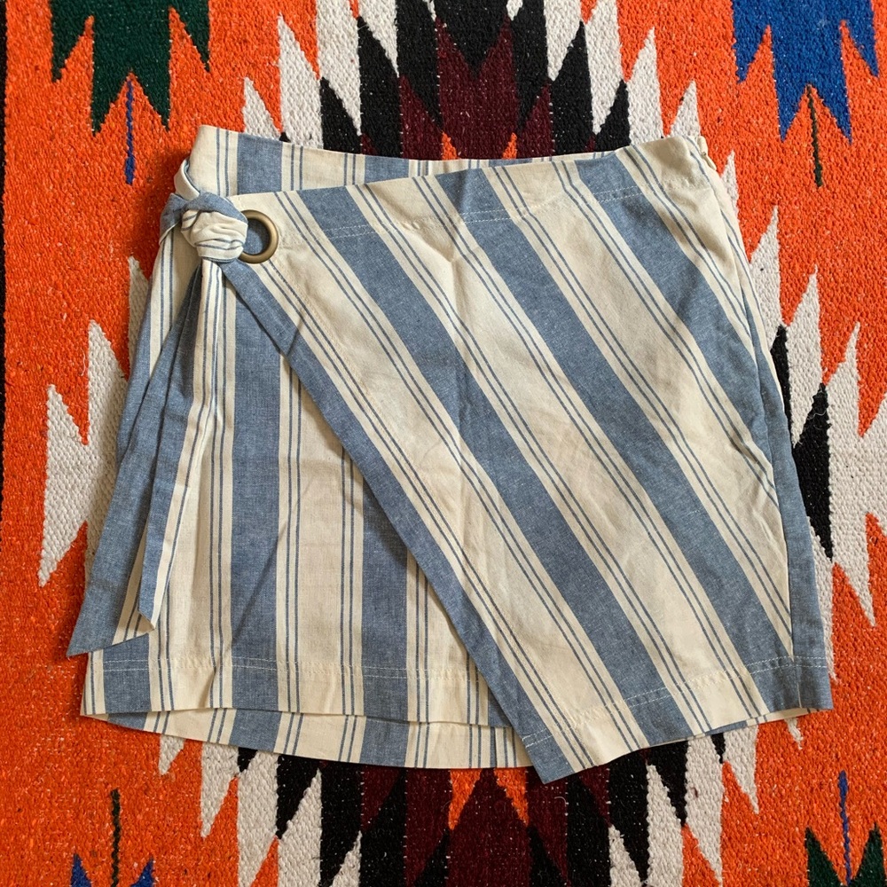 Free People Faux Wrap Linen Skirt
